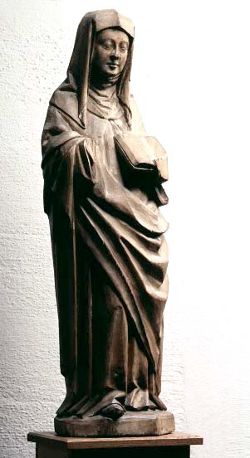 Skulptur av Heliga Birgitta, okänd fyndort, inventarienr: 25300:10. Foto: Lennart Karlsson